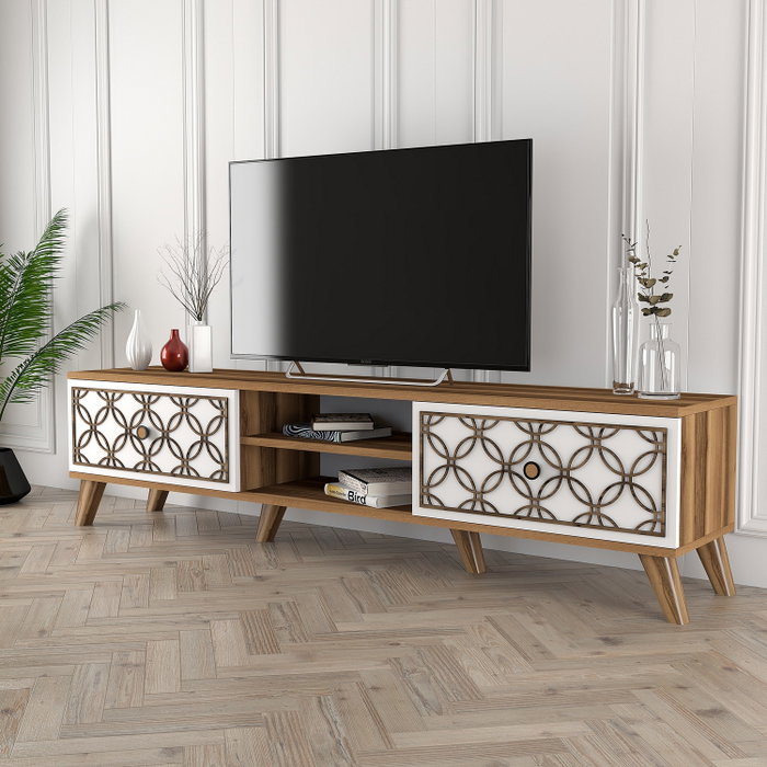 Hanah Home Soporte para TV Nogal y Blanco